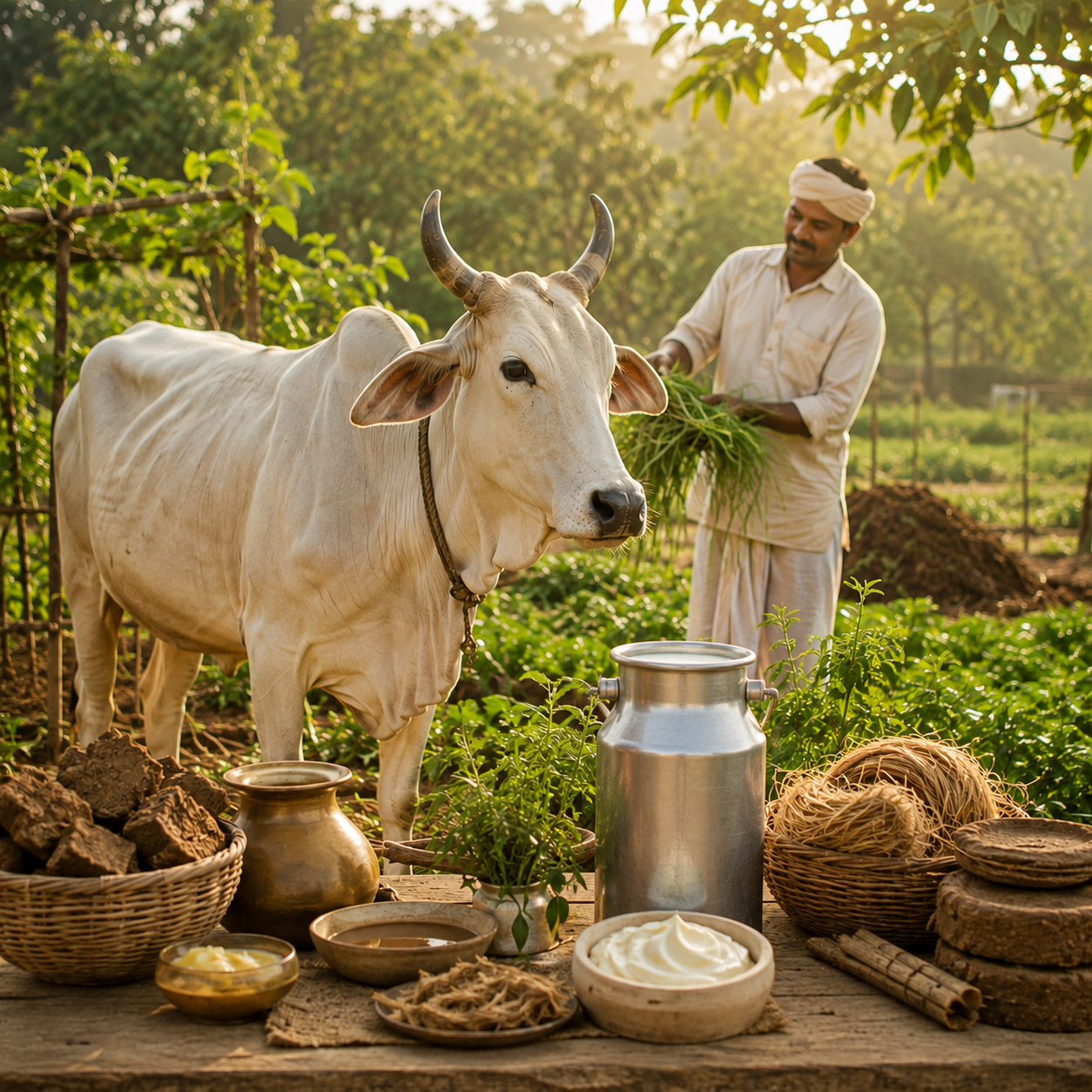 Illustration of sustainable cow-based living