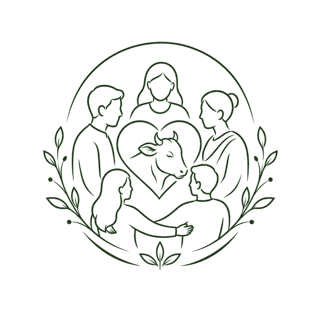 Illustration of the community supporting Gau Seva